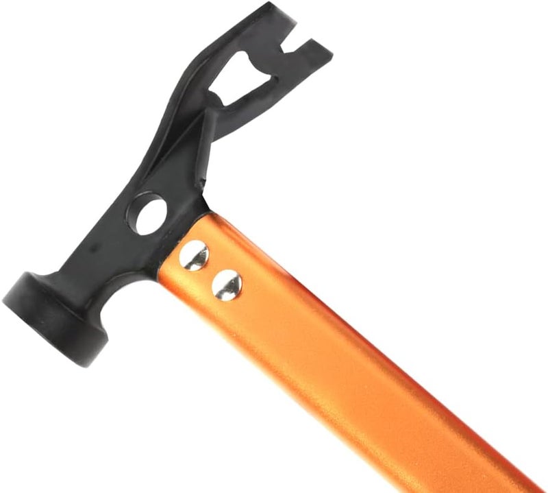 RIY Carbon Steel Aluminum Camping Hammer, 12" Small Lightweight Three-in-One Functional Tent Stake Hammer for Hiking Kit Orange - Image 2